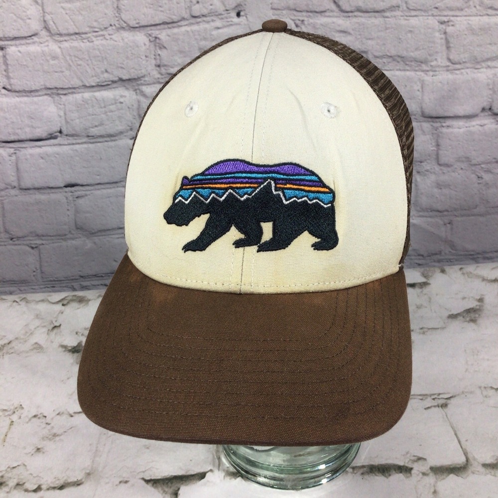 Patagonia Fitz Roy Bear Snapback Hat‎ Brown Cream Flaw